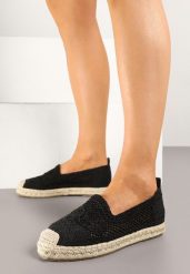 Czarne Szydełkowe Espadryle Vices na Podeszwie z Plecionki Jelseli. Czarne espadryle damskie Born2be, bez wzorów, eleganckie, bez obcasa, bez zapięcia. Za 109.99 zł.