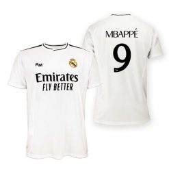 Replika koszulki domowej unisex Real Madryt 2024-25 Premium- Mbappé- 9. Białe koszulki sportowe męskie Real Madrid, xl, bez wzorów, bez kołnierzyka, bez ramiączek, do piłki nożnej. W wyprzedaży za 207.63 zł.
