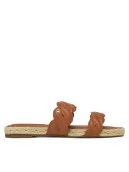 Tommy Hilfiger Klapki Leather Rope Espadrille Mule FW0FW08503 Brązowy. Brązowe espadryle damskie Tommy Hilfiger, bez wzorów, ze skóry, bez obcasa, bez zapięcia. Za 249.99 zł.