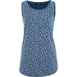 Top bawełniany bonprix ciemnoniebieski z nadrukiem. Niebieskie topy damskie bonprix, z nadrukiem, z bawełny. Za 34.99 zł.