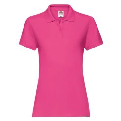 Damska Koszulka Polo Premium. Czerwone koszulki sportowe damskie Fruit of the Loom, s, bez wzorów, bez kołnierzyka, bez ramiączek. Za 67.99 zł.