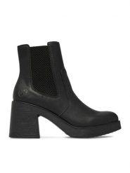 Rieker Botki CEO-58081-00 Czarny. Czarne botki damskie Rieker, ze skóry, bez obcasa, na słupku, bez zapięcia. Za 379.99 zł.