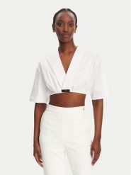 Elisabetta Franchi Bluzka CA12452E2 100 Biały Regular Fit. Białe bluzki damskie Elisabetta Franchi, bez wzorów, z wiskozy, bez kołnierzyka, bez ramiączek. Za 549.99 zł.