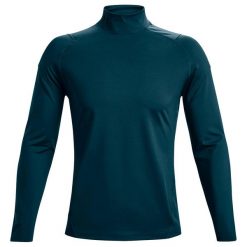 Męskie koszulki z długim rękawem ColdGear Rush Mock. Zielone koszulki sportowe męskie Under Armour, m, bez wzorów, z materiału, bez kołnierzyka, bez ramiączek, do biegania. Za 219.99 zł.