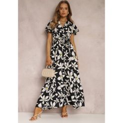 Czarna Sukienka Mannie. Czarne sukienki damskie Renee, na lato, l, z aplikacjami, wakacyjne, bez kołnierzyka, bez ramiączek, maxi, kopertowe. Za 59.99 zł.