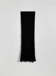 Koronkowa spódnica maxi - czarny. Czarne spódnice damskie Reserved, l, bez wzorów, z dzianiny, maxi, dopasowane. W wyprzedaży za 79.99 zł.