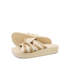 Klapki basenowe damskie Flip Flop Wedgy Twist. Brązowe klapki damskie Flip Flop, bez wzorów, sportowe, bez obcasa. W wyprzedaży za 87.00 zł.