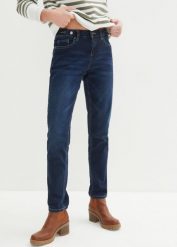 Dżinsy Boyfriend Mid Waist, ze stretchem. Niebieskie jeansy damskie bonprix. Za 129.99 zł.