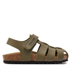 Sandały Geox. Czerwone sandały dziewczęce Geox, bez zapięcia. Za 209.99 zł.