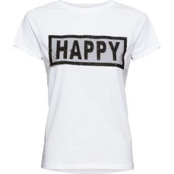 T-shirt z połyskującym napisem bonprix biały. T-shirty damskie marki bonprix. Za 37.99 zł.