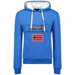 Bluza Geographical Norway GADRIEN BLUE-WHITE DB MEN 054 błękit królewski. Białe bluzy męskie Geographical Norway, bez wzorów, z bawełny, bez kaptura. Za 149.00 zł.
