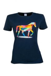 T-shirt damski HKM Colourful Horse. Niebieskie t-shirty damskie HKM, l, bez wzorów, z materiału, eleganckie, bez kołnierzyka. Za 116.00 zł.