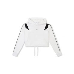 Damska bluza z kapturem crop Fila Rivoli Relaxed. Białe bluzy damskie Fila, l, bez wzorów, z materiału, z kapturem, na fitness i siłownię. Za 246.00 zł.