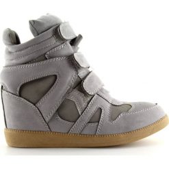 Sneakersy damskie szare BZ8386-KB Grey. Szare botki damskie ButyModne, bez obcasa, na koturnie, bez zapięcia. W wyprzedaży za 79.00 zł.
