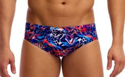 Kąpielówki męskie Funky Trunks Mad Cat - slipy. Niebieskie kąpielówki męskie FUNKY TRUNKS, l, bez wzorów, z elastanu, do pływania. Za 165.85 zł.
