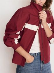 Bawełniana kurtka ze stójką - bordowy. Czerwone kurtki damskie Reserved, l, bez wzorów, z bawełny, bez kaptura. Za 239.99 zł.