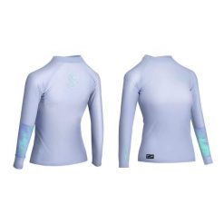 Koszulka do sportów wodnych z ochroną UV damska Aztron Rashguard Maze. Niebieskie koszulki sportowe damskie Aztron, xl, bez wzorów, z nylonu, sportowe, bez kołnierzyka. Za 199.00 zł.