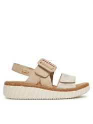 Rieker Sandały 69260-60 Beżowy. Brązowe sandały damskie Rieker, bez wzorów, z syntetyku, bez obcasa, na płaskiej podeszwie, bez zapięcia. Za 319.99 zł.