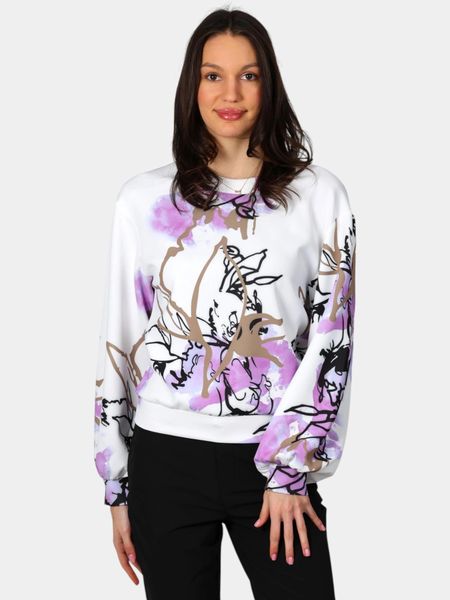 Sweter Damski Luhta Espoi. Białe swetry damskie Luhta, s, bez wzorów, z elastanu, eleganckie, bez kołnierzyka, bez ramiączek, długie, bez kaptura. Za 319.00 zł.