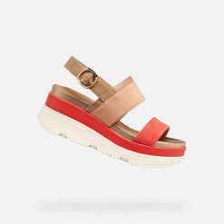Sandały GEOX D GARDENIA Pomarańczowy. Brązowe sandały damskie Geox, bez wzorów, ze skóry, bez obcasa, bez zapięcia. Za 422.99 zł.