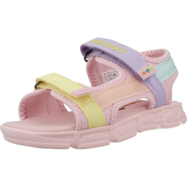 Sandały PABLOSKY 986270P Rose. Czerwone sandały damskie Pablosky, bez wzorów, z materiału, bez obcasa, bez zapięcia. Za 150.99 zł.