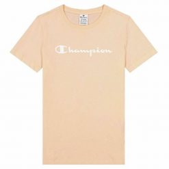 Koszulka z krótkim rękawem Damska Champion Big Script Logo Różowy. Czerwone t-shirty damskie Champion, xs, bez wzorów, z bawełny, bez kołnierzyka. Za 119.00 zł.