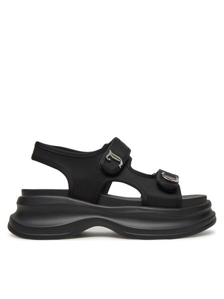 Juicy Couture Sandały WSS21516-01 Czarny. Czarne sandały damskie Juicy Couture, bez wzorów, z materiału, bez obcasa, na płaskiej podeszwie, bez zapięcia. Za 249.99 zł.