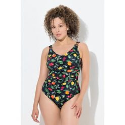 Damski Kostium kąpielowy owoce marszczenie miękkie miseczki. Czarne kostiumy jednoczęściowe damskie Ulla Popken, l, bez wzorów, z elastanu, sportowe, plus size, do pływania. Za 244.99 zł.