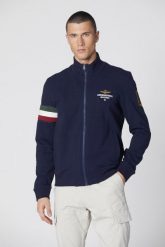 AERONAUTICA MILITARE Granatowa męska bluza rozpinana, Rozmiar M. Niebieskie bluzy męskie Aeronautica Militare, l, bez wzorów, bez kaptura. W wyprzedaży za 560.99 zł.