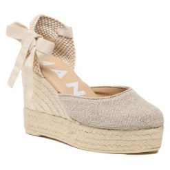 Espadryle Manebi. Brązowe klapki damskie Manebi, bez wzorów, bez obcasa, bez zapięcia. Za 429.99 zł.