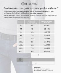 Pasek parciany BETLEWSKI PRC-21_CZ-0 XL granatowy. Niebieskie paski damskie Betlewski, bez wzorów, z materiału. Za 34.99 zł.