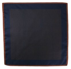 Elegancka Poszetka Męska w Drobne Paski, Prążki - Ciemny Granatowy, Brąz. Niebieskie paski damskie Alties, bez wzorów, eleganckie. Za 29.00 zł.
