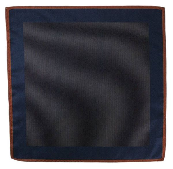 Elegancka Poszetka Męska w Drobne Paski, Prążki - Ciemny Granatowy, Brąz. Niebieskie paski damskie Alties, bez wzorów, eleganckie. Za 29.00 zł.