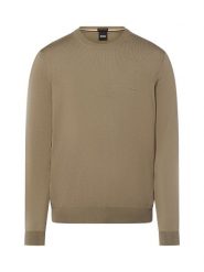 BOSS sweter z wełny dziewiczej - Botto Mężczyźni wełna ze strzyży zielony, S. Zielone swetry przez głowę męskie Boss, m, bez wzorów, z wełny, bez kołnierzyka. Za 449.95 zł.