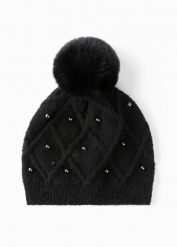 Czapka z pomponem. Czarne czapki i kapelusze damskie bonprix, bez wzorów, eleganckie. Za 49.99 zł.