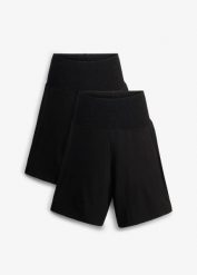 Lekkie spodnie ciążowe (2 szt.). Czarne spodnie materiałowe damskie bonprix, bez wzorów, z dżerseju. Za 169.99 zł.