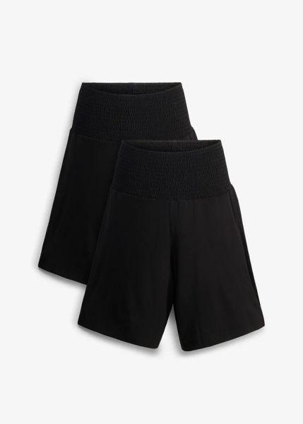 Lekkie spodnie ciążowe (2 szt.). Czarne spodnie materiałowe damskie bonprix, bez wzorów, z dżerseju. Za 169.99 zł.