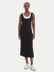 Calvin Klein Jeans Sukienka codzienna LV047E220G Czarny Slim Fit. Czarne sukienki damskie Calvin Klein Jeans, na co dzień, s, bez wzorów, z jeansu, bez kołnierzyka, bez ramiączek, proste. Za 409.99 zł.