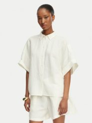 BOSS Koszula C_Bisenas 50559261 Kremowy Regular Fit. Białe bluzki damskie Boss, bez wzorów, z wiskozy, bez kołnierzyka, bez ramiączek. Za 599.99 zł.