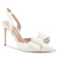 Sandały Eva Minge. Białe klapki damskie Eva Minge, bez wzorów, bez obcasa, na szpilce, bez zapięcia. Za 399.99 zł.