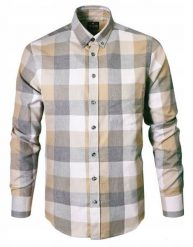 Koszula Weekendowa o Prostym Kroju - Pako Jeans - Krata w Odcienie Beżu. Koszule męskie Pako Jeans, l, bez wzorów, z bawełny, casualowe, bez kołnierzyka, bez ramiączek. Za 185.00 zł.