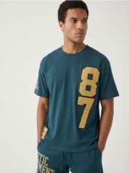 Piżama dwuczęściowa loose fit z motywem sportowym - granatowy. Niebieskie piżamy męskie Sinsay, l, bez wzorów, bez ramiączek. Za 49.99 zł.
