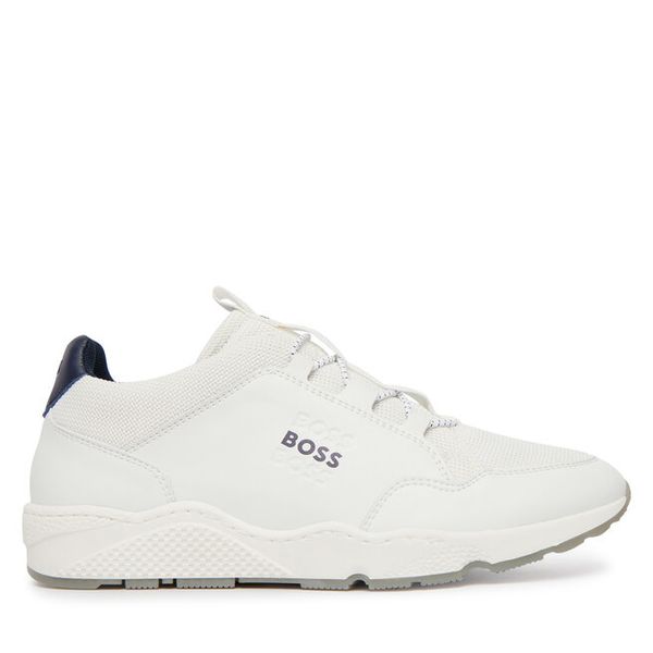 Sneakersy BOSS. Białe trampki i tenisówki chłopięce Boss, bez wzorów, bez zapięcia. Za 453.99 zł.