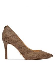 Guess Szpilki Dabbey 2 FLTDB2 FAL08 Beżowy. Brązowe szpilki damskie Guess, z aplikacjami, ze skóry, bez obcasa, bez zapięcia. Za 419.99 zł.