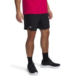 Szorty Under armour model 1373718-011 dla mężczyzn. Czarne krótkie spodenki sportowe męskie Under Armour, m, bez wzorów, z materiału, na fitness i siłownię. Za 203.40 zł.