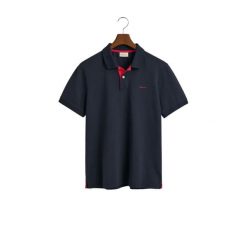 Polo Gant Regular Contrast. Niebieskie koszulki polo męskie GANT, m, bez wzorów, bez ramiączek. W wyprzedaży za 391.00 zł.
