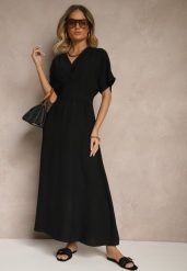 Czarna Sukienka o Rozkloszowanym Kroju z Gumką w Talii Iffine. Czarne sukienki damskie Renee, na co dzień, l, bez wzorów, eleganckie, bez kołnierzyka, bez ramiączek, maxi, rozkloszowane. Za 49.99 zł.