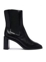 Calvin Klein Botki Block Heel Chelsea Boot Lth HW0HW03177 Czarny. Czarne botki damskie Calvin Klein, ze skóry, bez obcasa, na słupku, bez zapięcia. Za 799.99 zł.