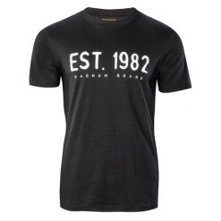 Koszulka męska Magnum Ellib - czarna, Rozmiar XL. Czarne buty sportowe męskie MAGNUM, na lato, m, bez wzorów, z bawełny, klasyczne, bez kołnierzyka. Za 44.99 zł.