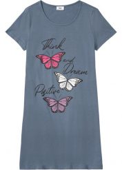 Krótka koszula nocna z czystej bawełny organicznej. Niebieskie koszule nocne damskie bonprix, bez wzorów, z bawełny, krótkie. Za 59.99 zł.